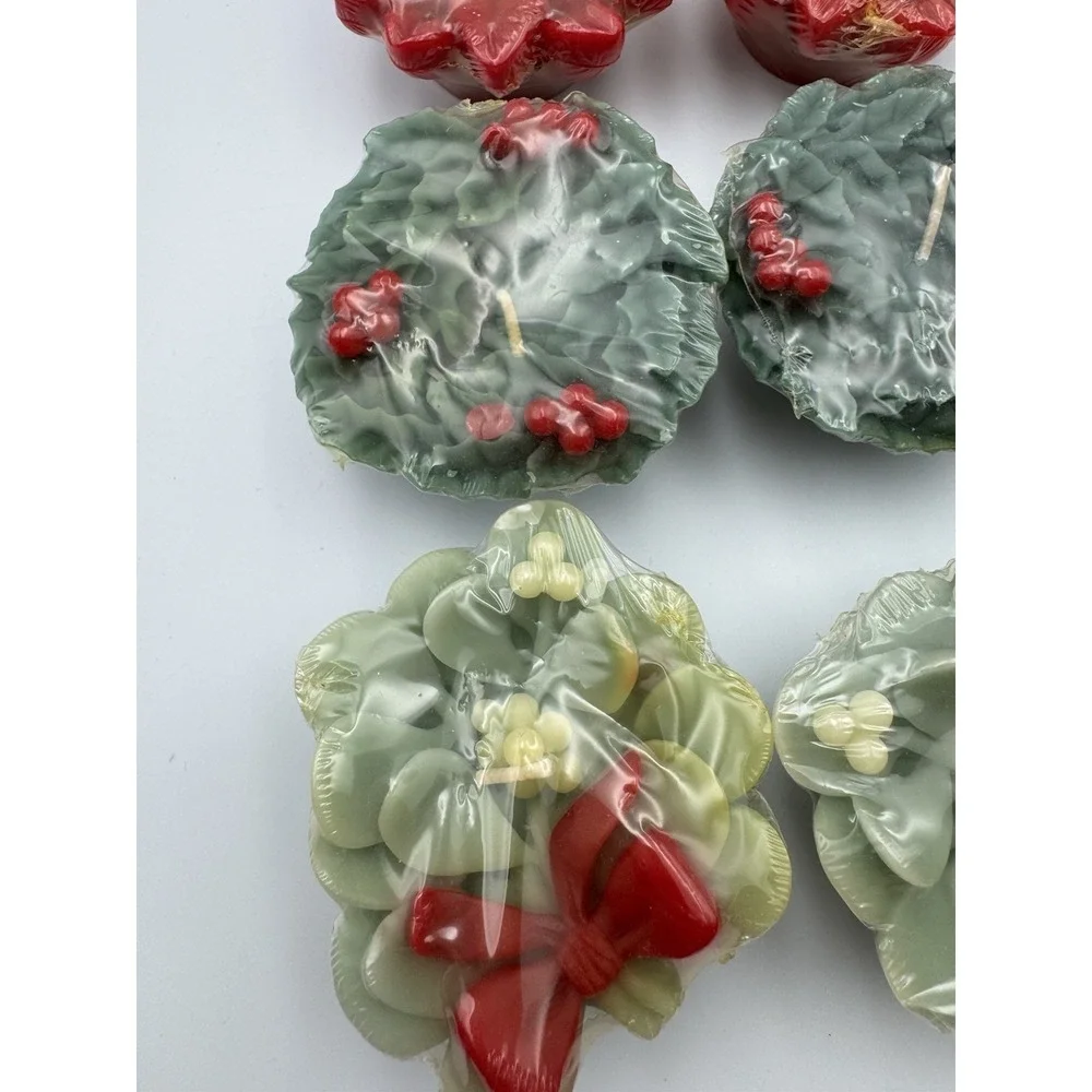 Yankee‎ Candle Floating Christmas Candles Poinsettia Holly Mistletoe NOS